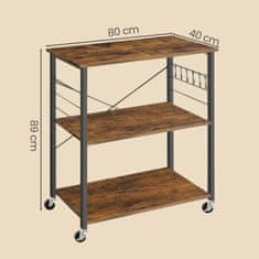 Songmics Kuhinjska polica na kotačima 40x80x89 cm smeđa