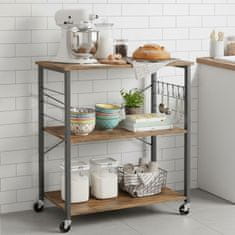 Songmics Kuhinjska polica na kotačima 40x80x89 cm smeđa