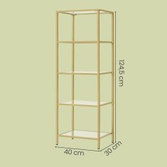 Songmics Polica 5 razina 40x30x1245 cm Zlatna
