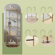 Songmics Polica 5 razina 40x30x1245 cm Zlatna