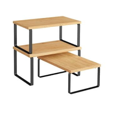 Songmics Set držača začina 3 komada 29.7x19.5x15.8 cm Crna Bež