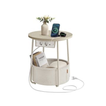 Songmics Okrugli pomoćni stol 45x50 cm bež
