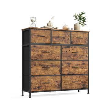 Songmics Komoda 9 tkaninskih ladica 30x98.8x95.2 cm smeđa