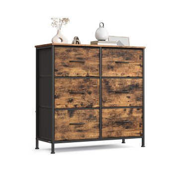 Songmics Komoda 6 tkanina ladice 30x76.7x73.7 cm smeđa