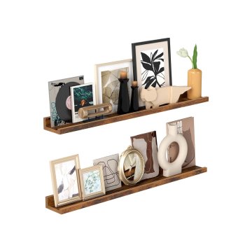 Songmics Set zidnih polica 3 komada 10x80x5 cm smeđa