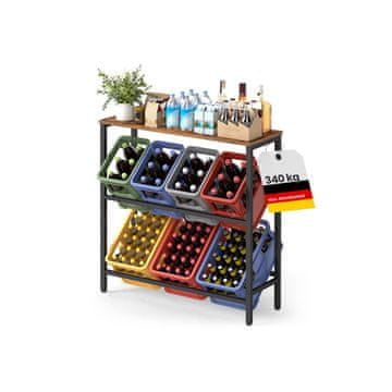 Songmics Stalak za sanduke 2 razine 40x105.4x117.3 cm smeđa