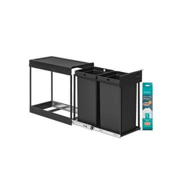 Songmics Kanta za kuhinjski otpad 486x254x44 cm Crna izvlačna