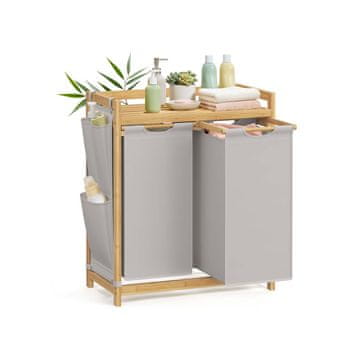 Songmics Košara za rublje s 3 pretinca 63x33x78 cm siva