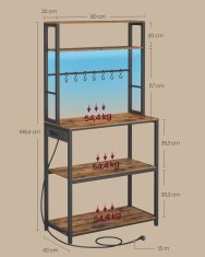Songmics Kuhinjska polica 40x80x1684 cm smeđa