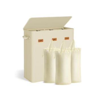 Songmics Košara za rublje s 3 pretinca 64x33x75 cm bijela