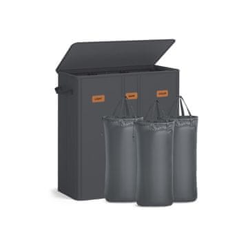 Songmics Košara za rublje s 3 pretinca 64x33x75 cm tamnosiva