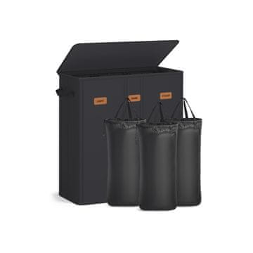 Songmics Košara za rublje 3 pregrade 64x33x75 cm Crna