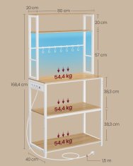 Songmics Kuhinjska polica 40x80x1684 cm smeđa