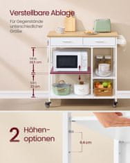 Songmics Kuhinjski kolica 45x987x90 cm bež bijela