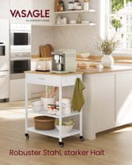 Songmics Kuhinjski kolica 47x60x90 cm Bež Bijela