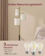 Songmics Podna lampa 29x29x173 cm Zlatna