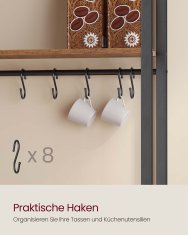 Songmics Kuhinjska polica 40x60x170 cm smeđa