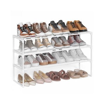 Songmics Polica za cipele 4 razine 30x92x55 cm bijeli metal