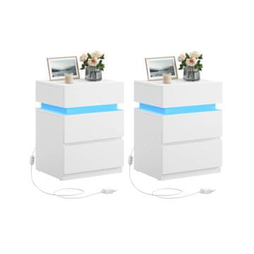 Songmics Set noćnih ormarića 3 ladice 35x40x55 cm bijela