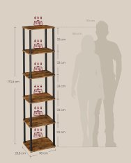 Songmics Polica s 5 razina 238x38x1734 cm smeđa