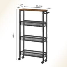Songmics Kuhinjski kolica 13x454x77 cm smeđa