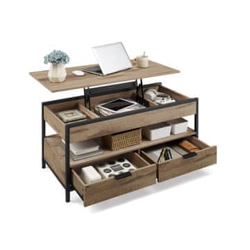 Songmics Stolić za kavu podesive visine 50x100x48-63 cm smeđi