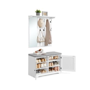 Songmics Set vješalica za hodnik i klupa za cipele 82x31x52 cm bijela