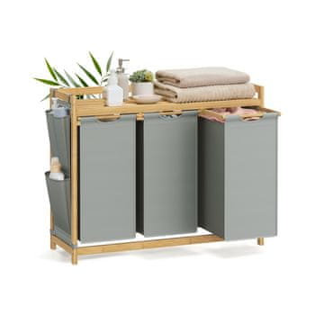 Songmics Košara za rublje s 3 pretinca 94x33x78 cm bijela