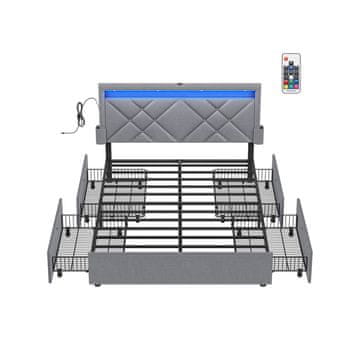 Songmics Okvir kreveta 140x200x1006 cm Sivi