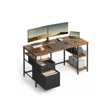 Songmics Radni stol s 2 police 60x140x76 cm smeđi