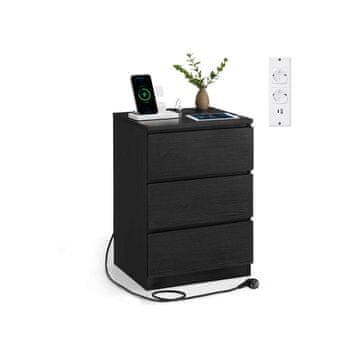 Songmics Noćni ormarić 3 ladice 35x40x59 cm crni