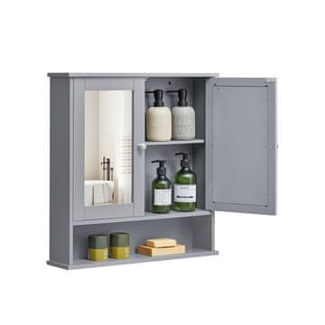 Songmics Ormarić sa ogledalom 565x585x13 cm Sivi