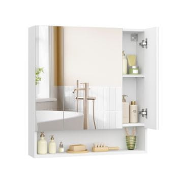 Songmics Kupaonska ormarić s ogledalom 165x70x75 cm Bijela