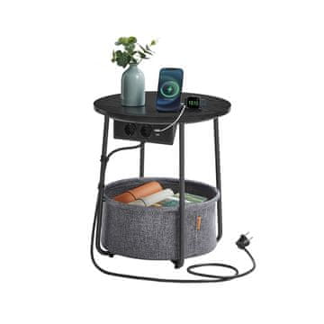 Songmics Bočni stol okrugli 45x50 cm crni