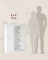 Songmics Kupaonska ormarić 30x60x110 cm Bijela