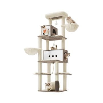 Songmics Višenamjenska mačja kuća 60x60x197 cm boja greige