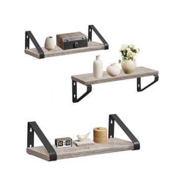 Songmics Set zidnih polica 3 komada 12x30x11 cm greige