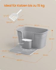 Songmics Kutija za pijesak za mačke 64x76x33 cm Siva