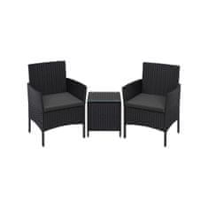 Songmics Vrtni namještaj Set za lounge s stolom i 2 stolice Crna