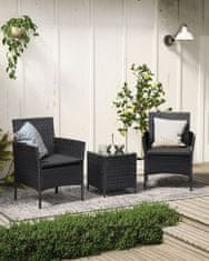 Songmics Vrtni namještaj Set za lounge s stolom i 2 stolice Crna