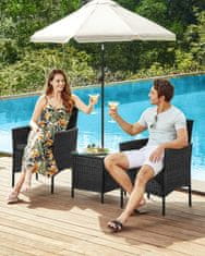 Songmics Vrtni namještaj Set za lounge s stolom i 2 stolice Crna