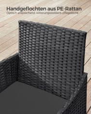 Songmics Vrtni namještaj Set za lounge s stolom i 2 stolice Crna