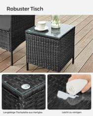 Songmics Vrtni namještaj Set za lounge s stolom i 2 stolice Crna