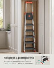 Songmics Metalni sklopivi ljestve 6 stepenica 485x115x186 cm