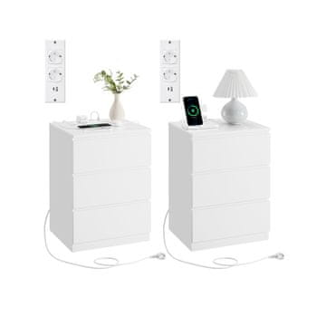 Songmics Noćni ormarić s 3 ladice 35x40x59 cm bijeli