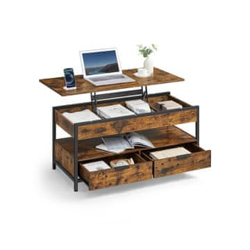 Songmics Stolić za kavu podesive visine 50x100x48-63 cm smeđi