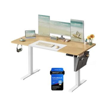 Songmics Podesivi radni stol 140x60x72-120 cm žute boje