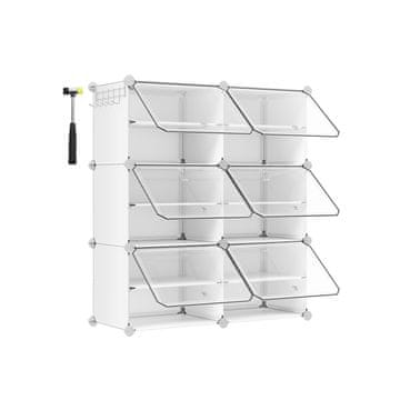 Songmics Ormarić za cipele 6 pregrada 32x124x94 cm bijeli
