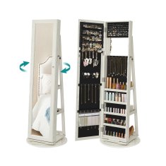 Songmics Ormarić za nakit s ogledalom pune visine 54x161x54 cm bijeli