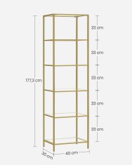 Songmics Polica s 5 razina 30x40x1773 cm Zlatna